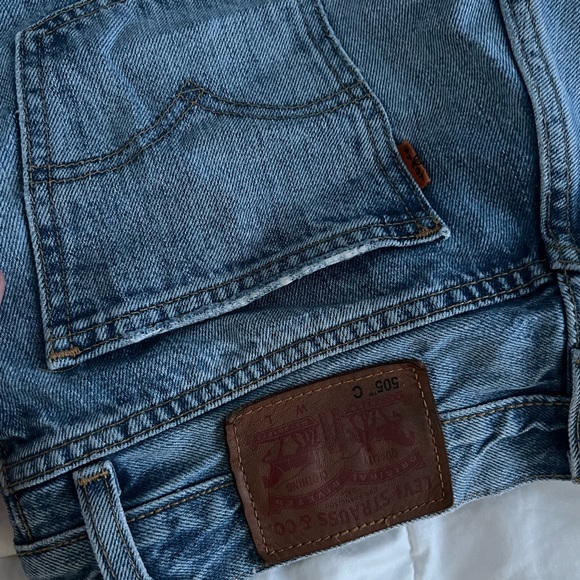 LEVIS 505C SLIM STRAIGHT distressed light wash revolve 25 mid rise crop - Picture 8 of 12